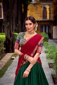 Lehenga Choli de Tela de Cristal de Alta Demanda para Niñas, Estampado con Trabajo de Tejido Zari, Ideal para Fiestas, Mejor Precio Disponible - Product Image 4