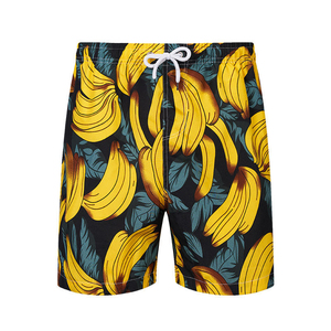 Shorts de bain pour homme, imprimé palmiers noir et blanc, séchage rapide, cordon de serrage à la taille, décontractés, pour la plage - Product Image 3