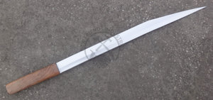 Couteau Seax Viking long en acier à haute teneur en carbone forgé à la main, lame de 21 pouces, manche en bois, finition polie, couteau sax médiéval de collection - Product Image 4