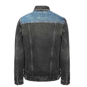 Chaqueta de mezclilla azul vintage lavada con diseño de fabricación propia, cuello vuelto, abotonada, estilo casual streetwear - Product Image 3