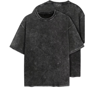 T-shirt Homme Oversize Vintage en Toile 100% Coton 220 g/m² avec Motif Gaufré sur le Devant, Respirant, Séchage Rapide, Délavé à l'Acide, Style Streetwear, Col Rond, Effet Soie - Product Image 1