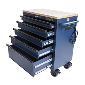 Wholesale 76cm Blue 5 Drawer <b>Rolling</b> <b>Tool</b> Cabinet with Wood Top for Garage and Workshop <b>Tool</b> Storage - Product Image 4