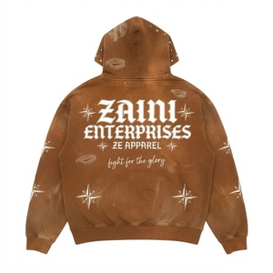 เสื้อฮู้ดดี้ผู้ชายทรงโอเวอร์ไซส์ ผ้าฝ้ายฟลีซหนา 400 GSM สำหรับฤดูใบไม้ร่วง ปักโลโก้ด้านหน้าแบบกำหนดเอง เป็นมิตรต่อสิ่งแวดล้อม - Product Image 2