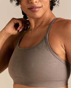 Seamless Gray Ribbed Criss-<b>Cross</b> Strap Sports Bra Scoop Neck Medium Support Women's Activewear <b>Top</b> High Quality Yoga <b>Top</b> - Product Image 3