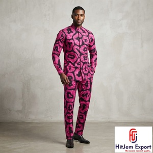 HitJem Export Men's Embroidered Brocade African Wedding Attire Abstract Geometric Pattern Medium Weight Jacquard Fabric - Product Image 2