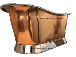 Bañera Ovalada de Cobre Niquelado, Metálica y Delicada, de Diseño Independiente, Duradera, 100% Cobre, Doble Acabado DM-129, Sin Tapa - Product Image 3