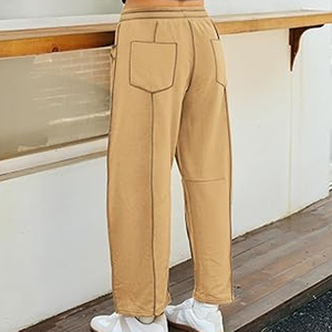 Pantalon cargo en coton pour femme, coupe large, taille haute, avec cordon de serrage, décontracté, style streetwear - Product Image 3
