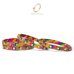 Wholesale Radiant Multicolour Kashmiri Glass Bangles Trendy Zirconia Gold Plated <b>Crystal</b> Design for Festive Wedding Wear - Product Image 3