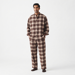Ensemble de pyjama en flanelle pour homme, tenue de nuit chaude, confortable et décontractée, 100% coton, coupe ample, deux pièces, vêtements de maison, pyjama à carreaux - Product Image 6
