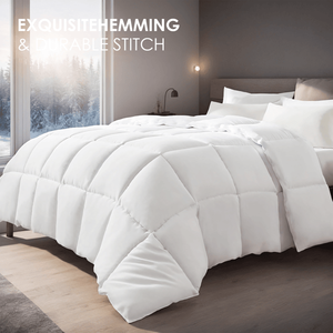 Piumino Trapuntato Oversize a Quadri Bianco di Lusso per Hotel, Piumino Invernale Pesante e Voluminoso per Camere da Letto e Pensioni - Product Image 6