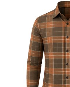Chemise à carreaux marron rouille personnalisée pour homme, décontractée et habillée, à manches longues, boutonnée, en flanelle de coton, pour le bureau, chemise sur mesure pour homme - Product Image 3