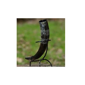 Uffalo-cuerno de beber con soporte de hierro, cuerno de beber de búfalo decorativo para el hogar a precio barato - Product Image 1