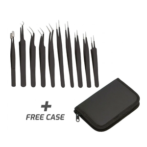 Kit de pinces à épiler professionnelles en acier inoxydable de qualité allemande, finition mate, 10 pièces, pour l'application de cils avec isolation de précision - Product Image 2