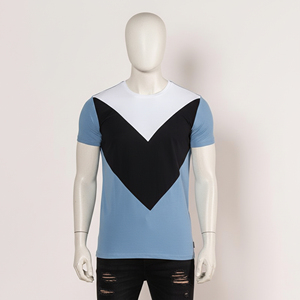 T-shirt d'été à manches courtes pour homme, en tissu peigné respirant, motif à carreaux, design uni, séchage rapide, décontracté, coton/bambou - Product Image 2