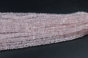 Cuentas Heishi de cuarzo rosa Cuentas de piedra de 6mm con forma de neumático liso - Product Image 3