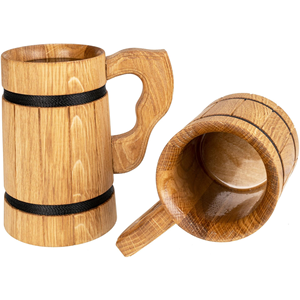 Chope à bière classique en bois massif artisanale, tasse à café, chope à bière, vaisselle de bar, cadeau, usage domestique, certifiée CE, FAIZA CRAFT - Product Image 3