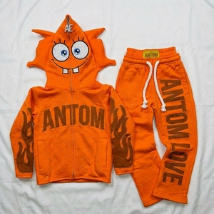 Ensemble de survêtement d'hiver unisexe pour enfants, design 2027, jaune, sweat-shirt à capuche zippé et pantalon, 100% coton, grande taille - Product Image 2
