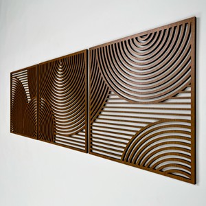 Walnut <b>Wood</b> <b>Laser</b>-<b>Cut</b> Geometric Wall Panel | Handcrafted Contemporary 3D Art 65x45x2.5 cm Wholesale - Product Image 5