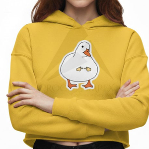 Sudadera Corta Amarilla para Mujer con Estampado de Pato, Sudadera de Algodón para Otoño - Product Image 5