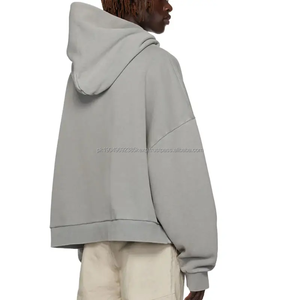 Sweat à capuche épais pour hommes, baggy fit en coton molletonné vintage délavé, à épaules tombantes, à prix de gros personnalisé - Product Image 1