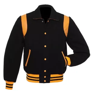Wholesale Plus Size Winter Waterproof Wool Streetwear Baseball Jacket <b>Men</b> Women Custom Varsity Letterman Stand Front Embroidered - Product Image 4