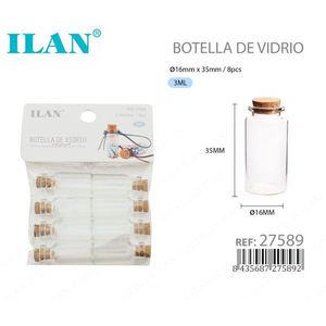 Bottiglia in vetro ILAN 16mm x 35mm 3ML con tappo in sughero per conservazione - Product Image 1