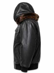 Veste en cuir véritable marron pour homme CHAMP KING avec doublure en fausse fourrure, col rabattable, fermeture éclair - Product Image 4