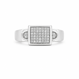 Anillo de Plata de Ley 925 con Micro Pavé Cuadrado de Circonita Cúbica para Hombre, Regalo para Boda o Fiesta, Acabado Pulido de Alto Brillo - Product Image 4