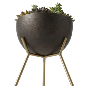 Jardinière noire de qualité export avec poignée en acier, pots à fleurs faits à la main, jardinières de sol pour la maison et le jardin - Product Image 3