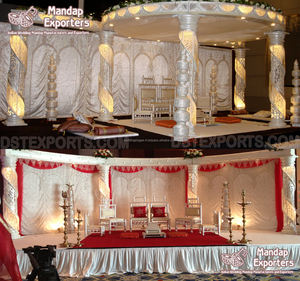 Mandap de Boda Estilo Tradicional con Pilares Mayur de la Costa Sur, Decoración de Mandap de Boda con Pavo Real, Mandap de Boda con Pilares FRO en Adelaida - Product Image 3