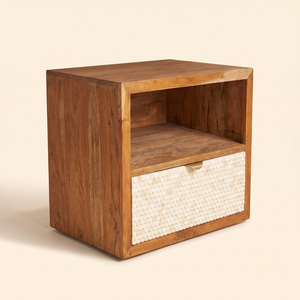 Customized Wood Inlay Nightstand Bedside <b>Table</b> <b>With</b> 1 <b>Drawer</b> Handmade Wooden Inlay End <b>Table</b> Cabinet For Bedroom Hotels - Product Image 4