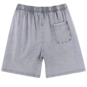 Ensemble décontracté homme été : T-shirt à manches courtes et short, couleur unie, col rond, tricoté 100% coton respirant, gris - Product Image 4