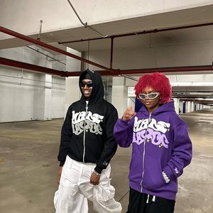 Y2k Hoodies Puff Print Hoodie Grunge Graphic Zip Up Hoodies Y2k <b>Jacket</b> Hip Hop Streetwear Aesthetic Sweatshirts - Product Image 3