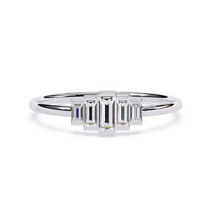 Five Stone <b>Matching</b> Bands 14K Solid Gold Baguette Cut CVD HPHT Lab Grown Diamond Wedding Stackable Rings for Daily Wear - Product Image 6