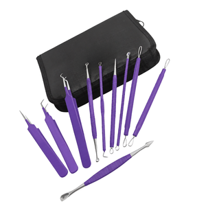Kit de 10 Herramientas para Eliminar Puntos Negros y Espinillas, Extractor de Acné de Acero Inoxidable Morado, Herramientas de Belleza Facial para el Cuidado de la Piel - Product Image 5