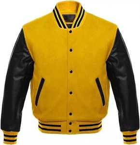 Custom College Bomber <b>Jacket</b> <b>for</b> <b>Men</b> Genuine Leather Turn Shoulder Stand Collar Letterman <b>Baseball</b> Varsity <b>Jacket</b> - Product Image 1