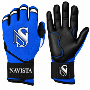 Premium NAVISTA SPORTS Goat Leather Ambidextrous Baseball <b>Batting</b> Gloves Hook Loop Closure Knit <b>Fabric</b> Customizable Colors Sizes - Product Image 6