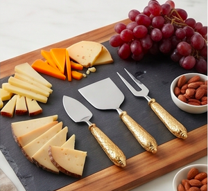 Stainless Steel <b>Cheese</b> And Butter <b>Knives</b> <b>Set</b> With Brass Handle Dishwasher Safe Perfect For Elegant Tabletop Use And Dining Use - Product Image 4