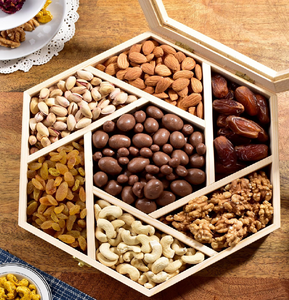 Caja de madera para almacenar frutos secos, organizador de vajilla, accesorios de decoración para el hogar, ideal para regalos. - Product Image 1