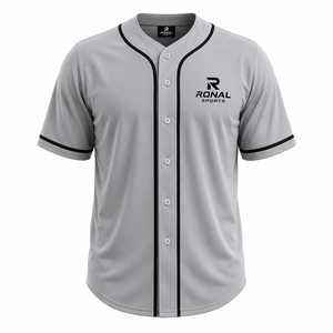 Nouveau maillot de baseball d'hiver pour homme, imprimé, à manches courtes, pour équipe, 100 % polyester, Ronal Sports, 140 g, col baseball - Product Image 1