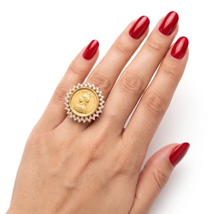 Anillo de Compromiso de Diamante Cultivado en Laboratorio con Corte Marquesa Chapado en Oro Platino para Mujer, con Piedras Laterales Pavé, Estilo Moderno, Certificado por Terceros - Product Image 1