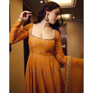 ด้ายจอร์เจียแบบเส้นพร้อมกางเกงสำหรับใส่ทำงานมีลำดับสีเหลือง - Product Image 5