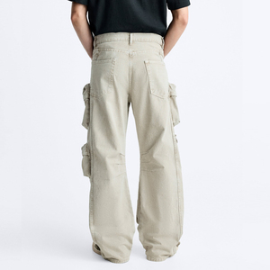 Pantalones Cargo Negros Casuales de Moda para Hombre 2026 con Logotipo Personalizado, Bolsillos Rectos, Tallas Grandes, 100% Algodón Transpirable, OEM - Product Image 6