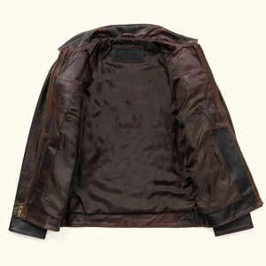 Veste en cuir marron foncé pour homme, style Cafe Racer, vintage, pour motard, fermeture éclair, cuir véritable, veste moto, vente en gros OEM - Product Image 3