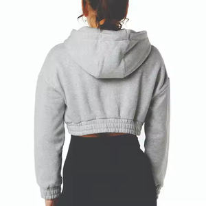 Quick Dry Women's Comfortable <b>Crop</b> <b>Top</b> Hoodie Custom Label Sweatshirt Plain Blank Design High Quailty - Product Image 2