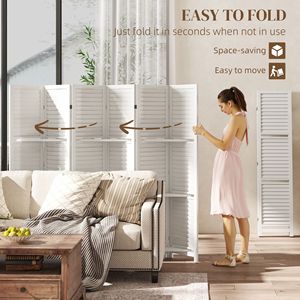 Separador de ambientes de madera blanca de 67 pulgadas de alto con 3 estantes plegables para dormitorio, 6 paneles, biombos separadores de ambientes - Product Image 5