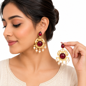 MOQ disponible, boucles d'oreilles pendantes ethniques indiennes traditionnelles fantaisie pour femmes |   Fabricant direct d'usine |   En stock - Product Image 2