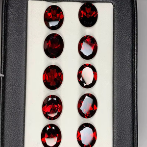 Pierre précieuse naturelle en grenat ovale facetté, pierre non montée pour la création de bijoux, bagues, pendentifs, boucles d'oreilles, cristal rouge foncé - Product Image 1