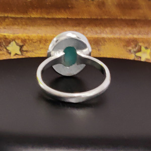 Bague classique bohème en argent sterling 925, faite à la main, avec larimar et serti clos, bijou unisexe - Product Image 3