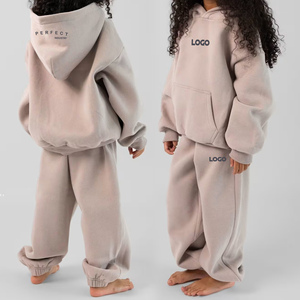 PERFECT INDUSTRY Beige Solid Color Girls Hoodies kids Sweatshirts Custom Premium Quality Winter Oversize 100% Cotton Thick Warm - Product Image 5